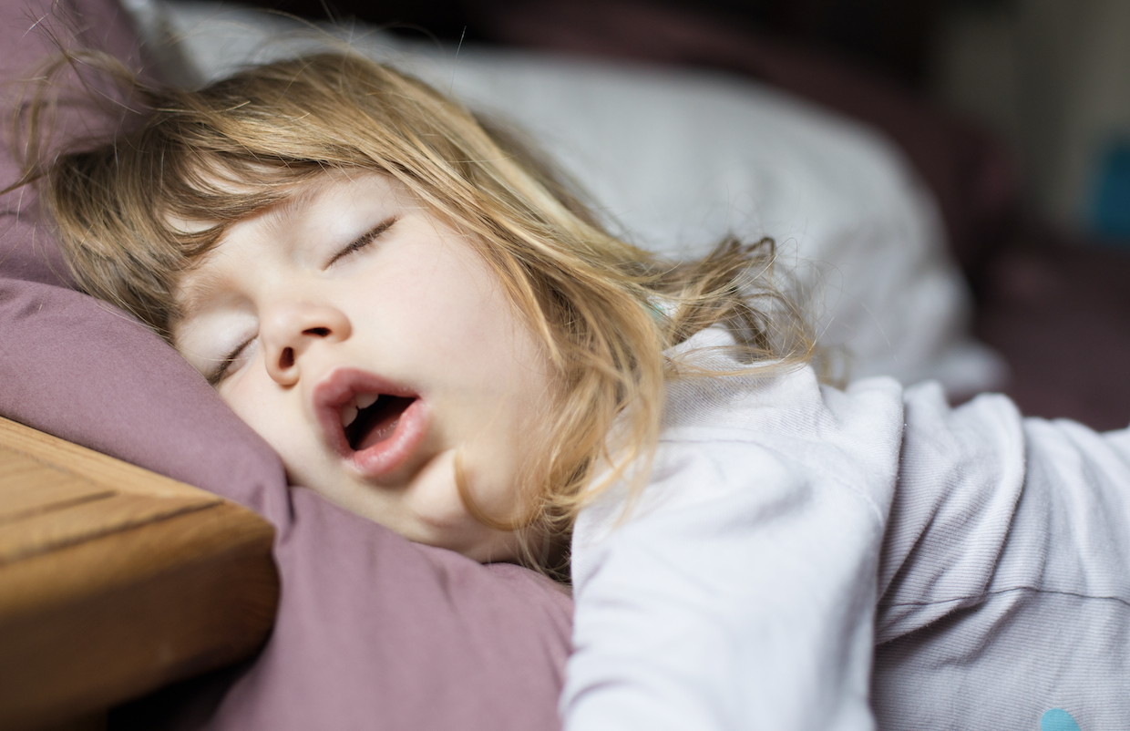 Child sleeping with mouth open Sleep apnea in kids treatment for children